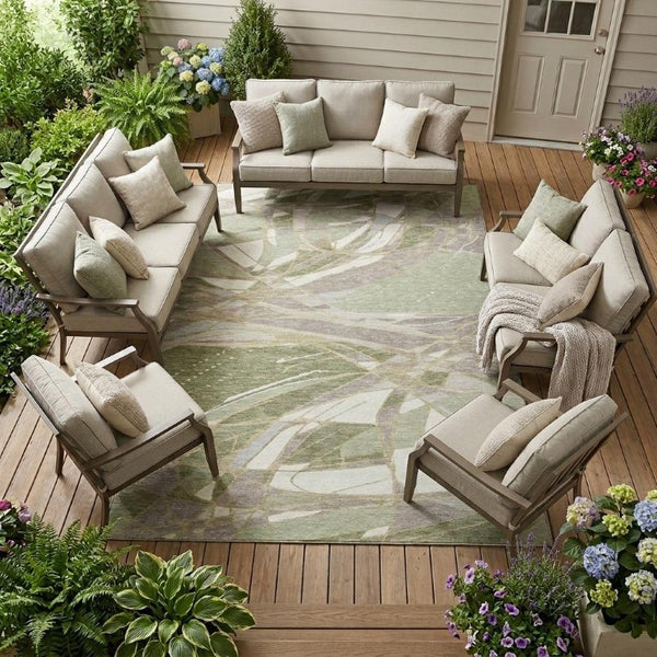 10 Ft X 14 Ft Abstract Polyester Area Rug Washable Stain Resistant Indoor Outdoor Use