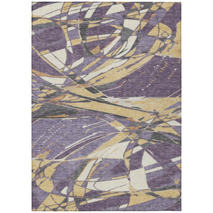 HomeRoots 8x10 Abstract Plum Purple Polyester Area Rug Washable Stain Resistant Indoor Outdoor 745142