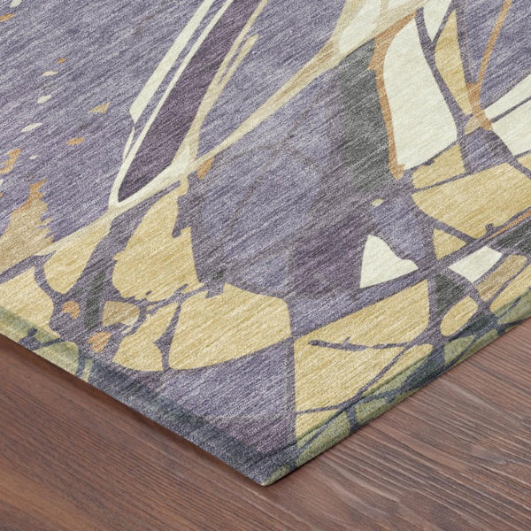 8x10 Abstract Plum Purple Polyester Area Rug Washable Stain Resistant Indoor Outdoor