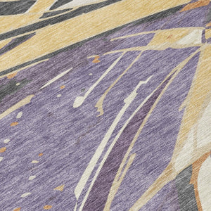 10 X 14 Purple Abstract Polyester Area Rug Washable for Indoor Outdoor Spaces