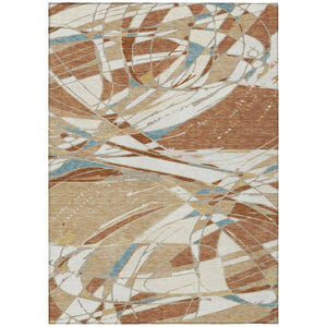 HomeRoots 10 X 14 Abstract Rust Orange Washable Polyester Rug for Indoor Outdoor Spaces 745150