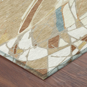 10 X 14 Abstract Rust Orange Washable Polyester Rug for Indoor Outdoor Spaces