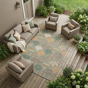 9 X 12 Geometric Polyester Area Rug Washable for Patio Porch or Living Room