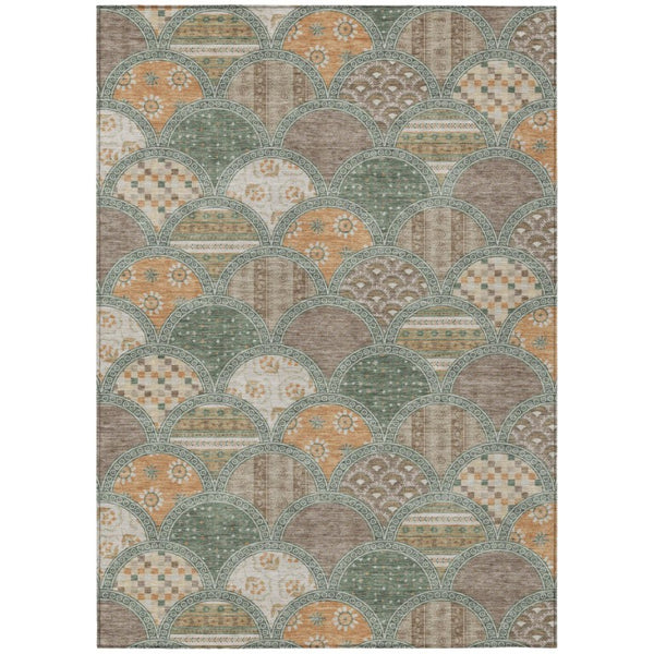 HomeRoots 9 X 12 Geometric Polyester Area Rug Washable for Patio Porch or Living Room 745167