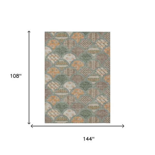 9 X 12 Geometric Polyester Area Rug Washable for Patio Porch or Living Room