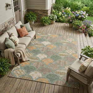 10 X 14 Geometric Polyester Area Rug for Indoor Outdoor High Traffic Spaces