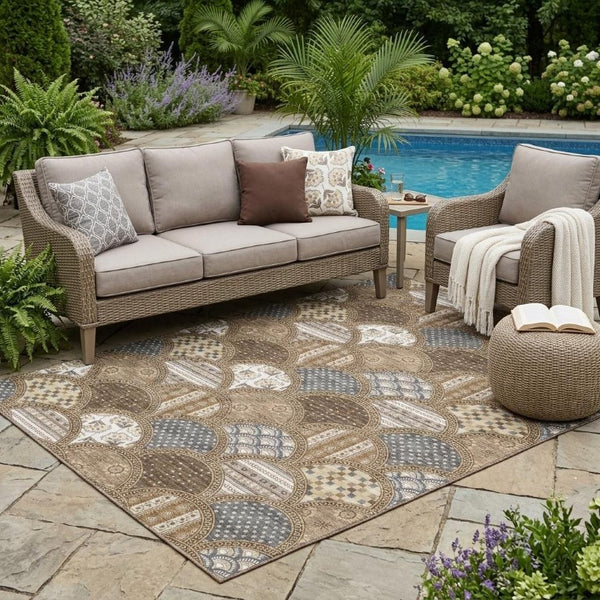 5x8 Geometric Indoor Outdoor Area Rug Washable Polyester Pet Friendly Patio