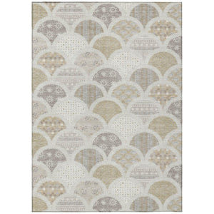 HomeRoots 5 X 8 Ivory Silver Geometric Polyester Area Rug Stain Resistant Indoor Outdoor 745182
