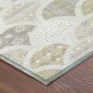 5 X 8 Ivory Silver Geometric Polyester Area Rug Stain Resistant Indoor Outdoor