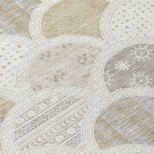 9x12 Ivory Silver Geometric Polyester Area Rug Stain Resistant for Patio or Living Room