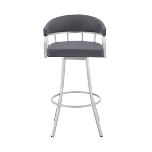 English Elm Velisse 30" Swivel Bar Stool In Slate Gray Faux Leather With Sturdy Silver Metal Base For Comfort B2736P268610-GIGA