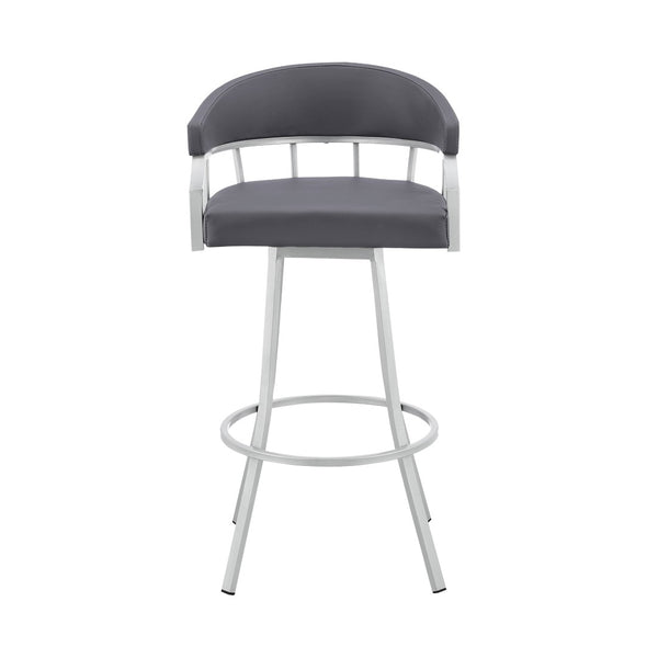 English Elm Velisse 30" Swivel Bar Stool In Slate Gray Faux Leather With Sturdy Silver Metal Base For Comfort B2736P268610-GIGA
