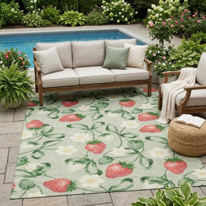 5x8 Floral Polyester Area Rug Washable Stain Resistant for Patio Porch or Living Room