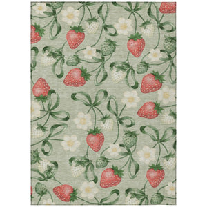 HomeRoots 5x8 Floral Polyester Area Rug Washable Stain Resistant for Patio Porch or Living Room 745218