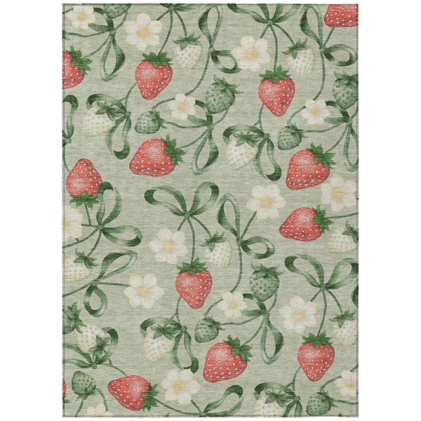 HomeRoots 5x8 Floral Polyester Area Rug Washable Stain Resistant for Patio Porch or Living Room 745218