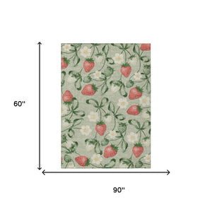 5x8 Floral Polyester Area Rug Washable Stain Resistant for Patio Porch or Living Room
