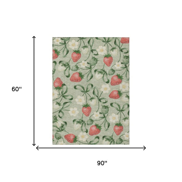 5x8 Floral Polyester Area Rug Washable Stain Resistant for Patio Porch or Living Room