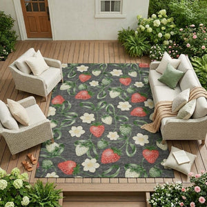 10 X 14 Graphite Floral Polyester Area Rug Stain Resistant for Patio or Living Room