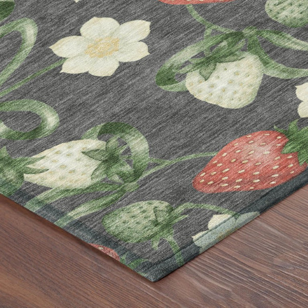 10 X 14 Graphite Floral Polyester Area Rug Stain Resistant for Patio or Living Room