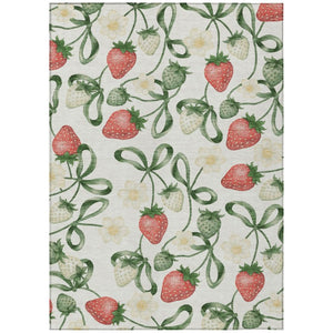 HomeRoots 9 X 12 Ivory Linen Floral Polyester Area Rug Stain Resistant for Patio or Living Room 745239