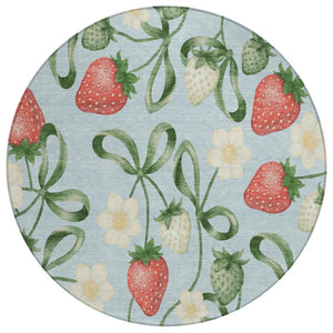 HomeRoots 8 Foot Round Floral Polyester Area Rug Washable Indoor Outdoor Patio Decor 745249
