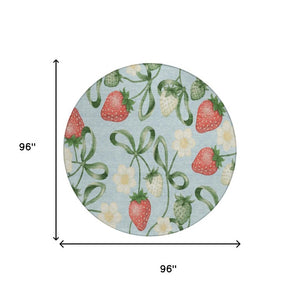 8 Foot Round Floral Polyester Area Rug Washable Indoor Outdoor Patio Decor
