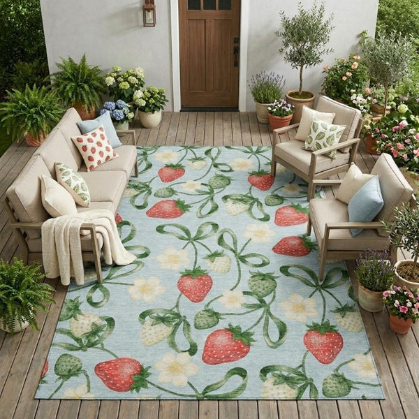 10 X 14 Floral Polyester Area Rug Washable Stain Resistant Indoor Outdoor Decor