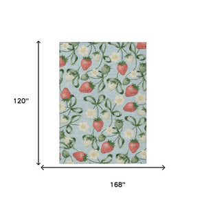 10 X 14 Floral Polyester Area Rug Washable Stain Resistant Indoor Outdoor Decor