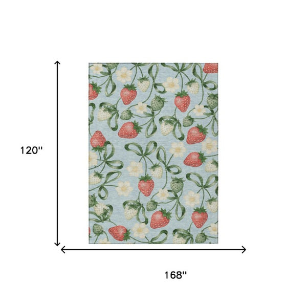 10 X 14 Floral Polyester Area Rug Washable Stain Resistant Indoor Outdoor Decor