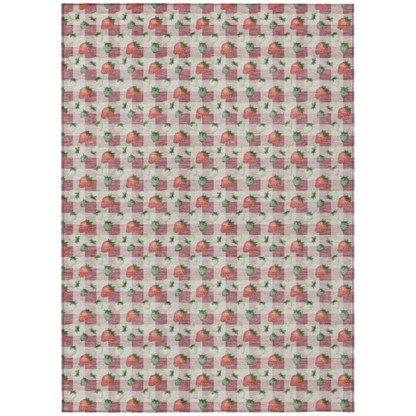 HomeRoots 8x10 Blush Floral Polyester Area Rug Washable Stain Resistant Indoor Outdoor Patio 745268