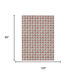 8x10 Blush Floral Polyester Area Rug Washable Stain Resistant Indoor Outdoor Patio