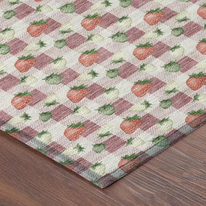 9 X 12 Blush Floral Polyester Area Rug Stain Resistant for Patio or Living Room