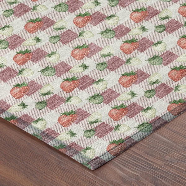 9 X 12 Blush Floral Polyester Area Rug Stain Resistant for Patio or Living Room