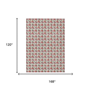 10 X 14 Blush Floral Polyester Area Rug Washable Stain Resistant for Patio or Living Room