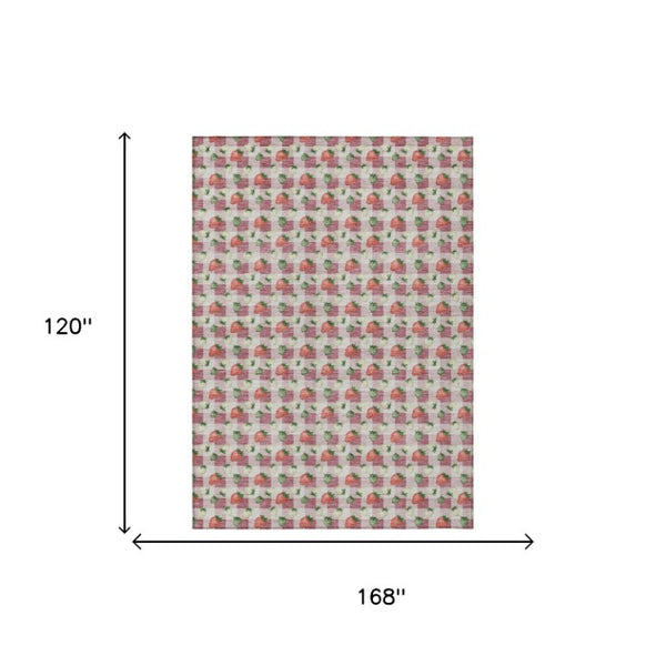 10 X 14 Blush Floral Polyester Area Rug Washable Stain Resistant for Patio or Living Room