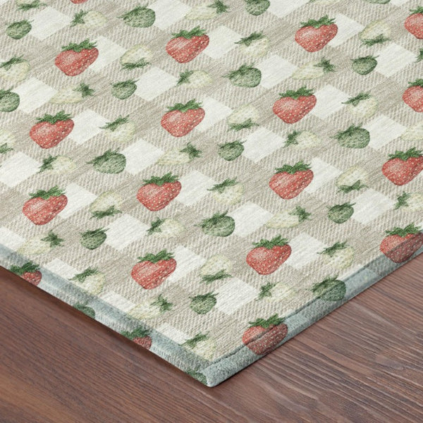 8 X 10 Ivory Beige Floral Polyester Area Rug Stain Resistant for Patio or Living Room