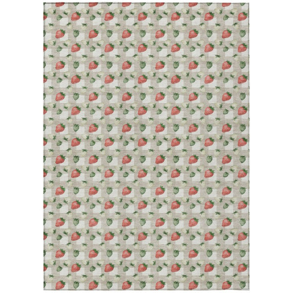 HomeRoots 9x12 Ivory Beige Floral Polyester Area Rug Washable Stain Resistant Patio Living 745287