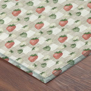 9x12 Ivory Beige Floral Polyester Area Rug Washable Stain Resistant Patio Living