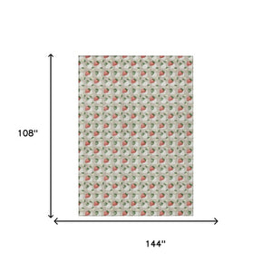9x12 Ivory Beige Floral Polyester Area Rug Washable Stain Resistant Patio Living