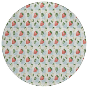 HomeRoots 8 Foot Round Floral Polyester Area Rug Washable Indoor Outdoor Patio and Family Room 745297