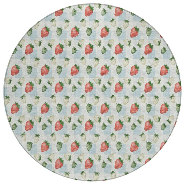 HomeRoots 8 Foot Round Floral Polyester Area Rug Washable Indoor Outdoor Patio and Family Room 745297