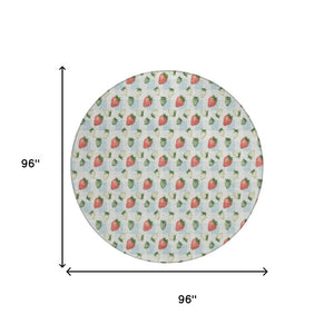 8 Foot Round Floral Polyester Area Rug Washable Indoor Outdoor Patio and Family Room