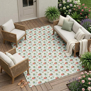 8x10 Floral Polyester Area Rug Washable Indoor Outdoor for Patio Porch or Living Room