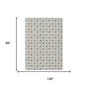8x10 Floral Polyester Area Rug Washable Indoor Outdoor for Patio Porch or Living Room