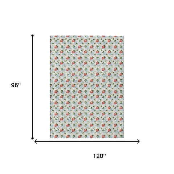 8x10 Floral Polyester Area Rug Washable Indoor Outdoor for Patio Porch or Living Room