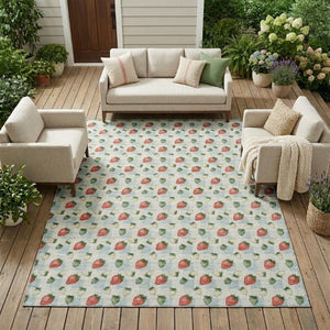 9x12 Floral Polyester Area Rug Washable Stain Resistant Indoor Outdoor Living Patio