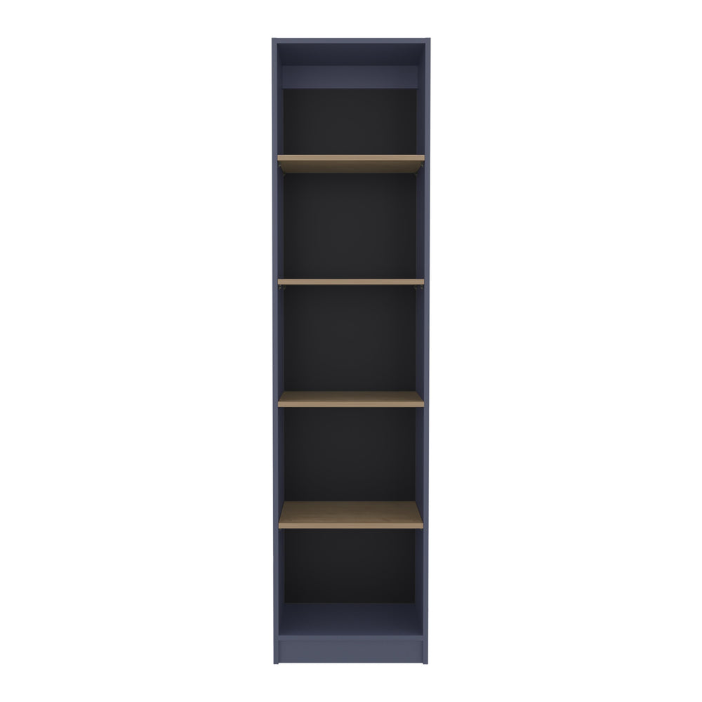 English Elm Home Xs 5-Tier Slim Bookcase in Blue - Space-Saving Particle Board Shelves for Living Room Decor B070P378355