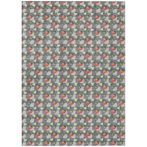 HomeRoots 5 X 8 Silver Gray Floral Polyester Area Rug Washable for Indoor Outdoor Use 745302