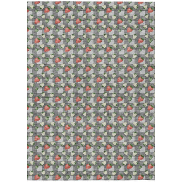 HomeRoots 5 X 8 Silver Gray Floral Polyester Area Rug Washable for Indoor Outdoor Use 745302