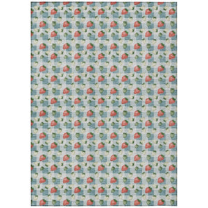 HomeRoots 8x10 Teal Silver Floral Polyester Area Rug Stain Resistant for Patio or Living Room 745310
